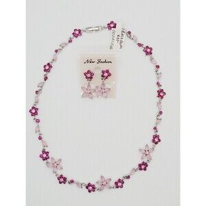 NWT Rhodium plated Cubic Zirconia necklace and earrings set